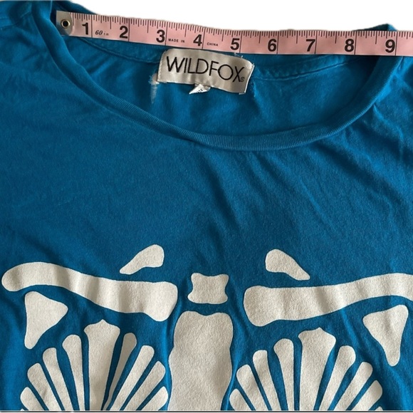 WILDFOX | Distressed Mermaid Skeleton Blue T Shirt | XS - Picture 5 of 16